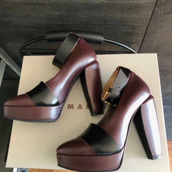 Marni brown ankle strap 5" heel pumps size 37 made in Italy - Picture 3 of 10